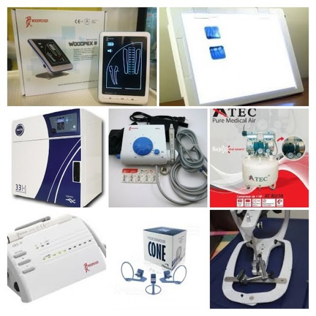 Equipos auxiliares, lamparas, cavitadores,medidores de ápice, motores de endodoncia etc.